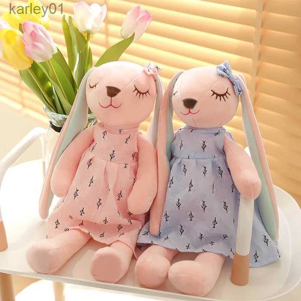 Animales de peluche de peluche Kaii Oreja larga Conejo Juguetes Bebé Sueño Confort Muñecas Animal suave Encantador para niños Niñas 35 CM YQ240218