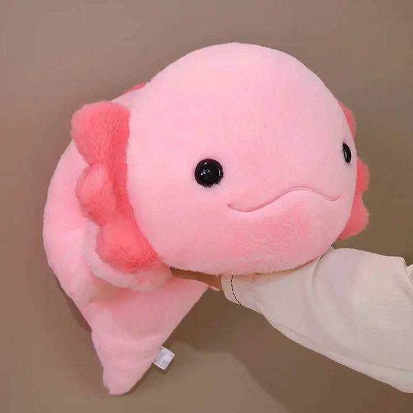 Animaux en peluche en peluche Kaii Nouveau dessin animé rose Axolotl Toys en peluche doux Anime Salamandre Plushies Girls Girls Hug Glow For Kids Halloween Cadeaux