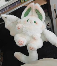 Gevulde pluche dieren kawaii dieren creatief magie spirit rabbit pluche poppen vul kussen kussen zachte kinderen speelgoedmeisje vliegende hemel witte vleermuis pluche speelgoed b240515