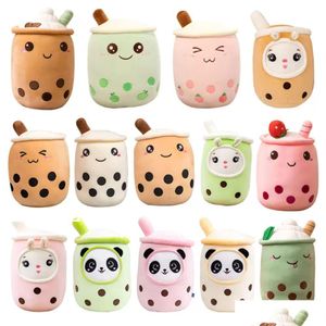 Peluches animaux Kawaii petite taille dessin animé bulle tasse de thé Peluche jouets drôle Boba oreiller farci doux Stberry Panda lait coussin Dh25A