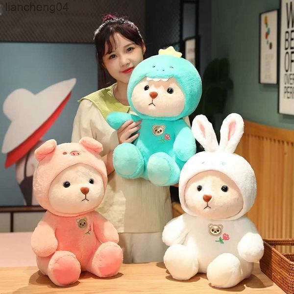 Animaux en peluche Kawaii transformé ours en peluche jouets en peluche doux Animal en peluche pansement lapin ours brun peluches enfants enfants cadeau