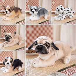 Animales peluche rellenos perros realistas simulación de juguete relleno modelo de cachorro Chihuahua bulldog pug dálmatas perro beagle husky decoración del hogar de muñeca suave