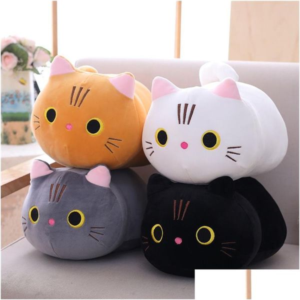 Les animaux en peluche en peluche aiment le gros chat 25cm p poupée douce mignon gros visage chatte ragdoll pour les enfants apaisant cylindrique souple coton otkhj