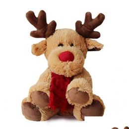 Gevulde Pluche Dieren Mooie Kerst Rendieren Sjaal Pop Speelgoed Thuis Bank Decoratie Cadeaus Voor Kinderen Accessoires Lj201126 Drop Deliv Dh1Bt