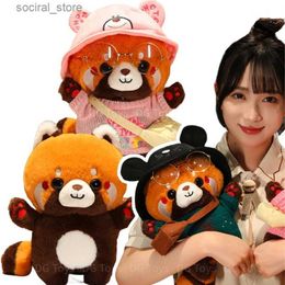 Animaux en peluche en peluche charmant raton laveur en peluche jouet rouge panda cosplay robe up plushie farced animaux moelleux chien oreiller doux pour les enfants cadeau d'anniversaire l411