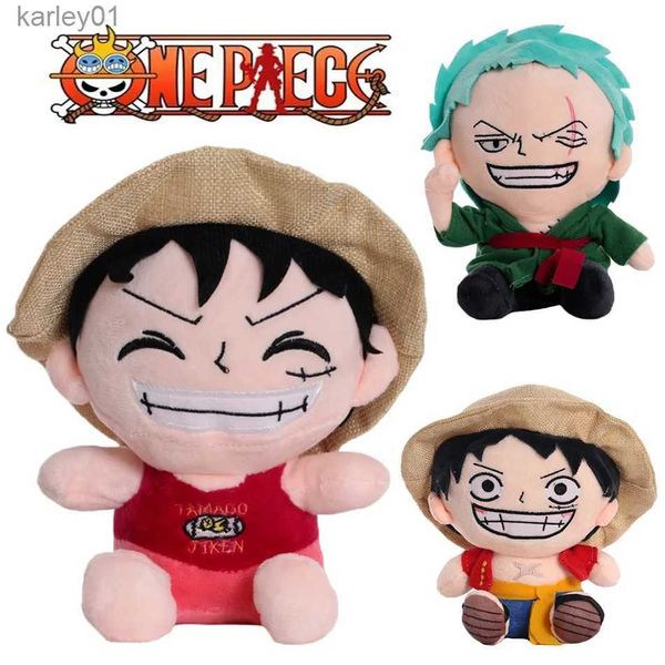 Animales de peluche de peluche Nuevo 25 cm Figuras de anime de una pieza Juguetes de cosplay Zoro Luffy Chopper Ace L Muñeca linda Colgantes de dibujos animados Regalo de Navidad para niños YQ240218