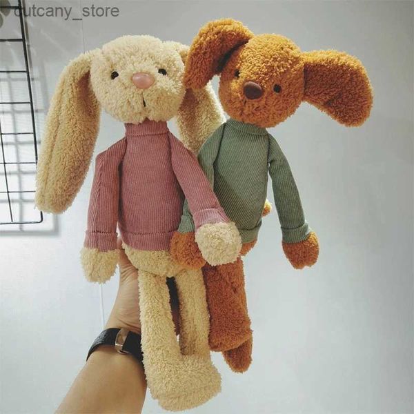 Animaux en peluche Nouveau design lapin en peluche jouet mignon en peluche habillé poupées Kawaii doux Terry velours chien Rat jouet pour fille bébé cadeaux de Noël L240320