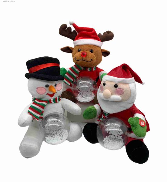 Animales de peluche rellenos nuevos juguetes de peluche eléctricos Música Glow Santa Claus Elk Snowman Doll Christmas Gift L47