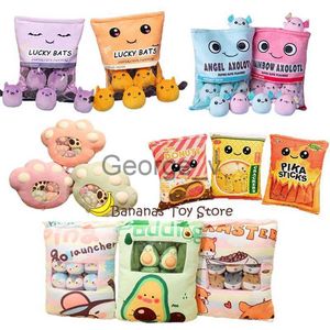 Animaux en peluche en peluche New Kawaii Animal Balls Pudding Candy Bag Oreiller en peluche Mini poupée de beignet Boba Milk Tea Bat Newt Cat Nap Plushie J230628