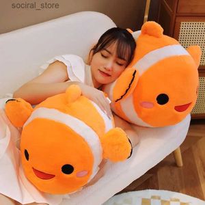 Animaux en peluche en peluche Nouveau grand poisson clown jouet peluche jouet de clown doux animaux en peluche câblés cadeaux d'anniversaire pour enfants décoration de maison de fête océanique l411