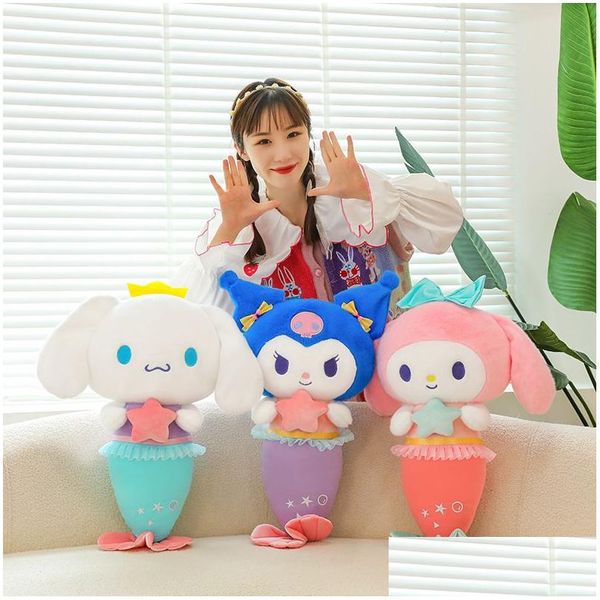 Animaux en peluche en peluche nouvelle sirène marine Kuromi ma mélodie P jouet oreiller dessin animé doux peluche poupée chambre décor cadeau de noël Drop Deli Dh5Oi