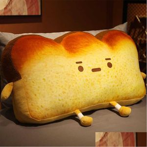 Gevulde pluche dieren Nt Emot Toast Brood Bed Kussen Cartoon Voedsel Nachtkastje Kussen Grappig Cadeau voor Grl Slaapkamer Decor Speelgoed Hem Q0727 D Otkdm