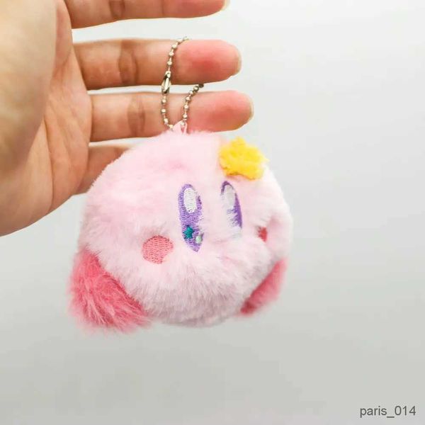 Animales de peluche de peluche Kirby rosa Anime bolso escolar de felpa pequeño llavero colgante muñeca de dibujos animados de peluche pastel de cumpleaños accesorios decorativos alrededor de 9 cm