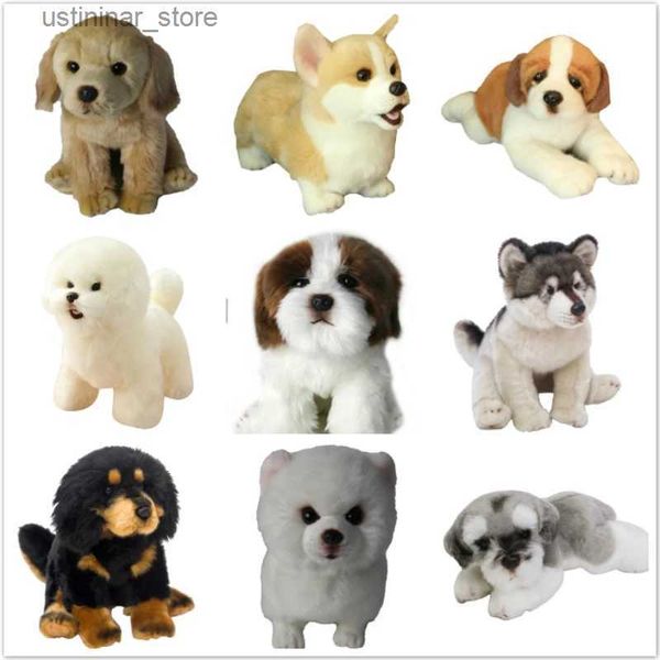 Animaux en peluche en peluche en peluche Pomeranian Dog Doll Lifeke Life Life Lifenful Toys Animal en peluche Super réaliste jouet pour les amoureux des animaux de compagnie Luxury Decor L47