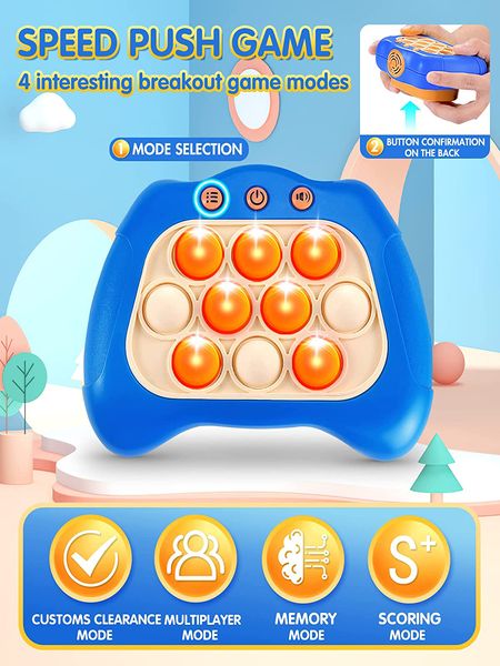 Animaux en peluche en peluche Puzzle Pop Light Up Game Fidget Toys pour enfants Quick Push Bubble Console Simuler Fun Whack A Mole Boys and Girls Gifts 230617