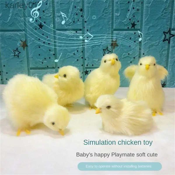 Animales de peluche de peluche Decoración de polluelo realista Muñeca animal peluda Simulación Sonido Pollo Juguete suave Pascua DIY Juguetes en miniatura para niños YQ240218