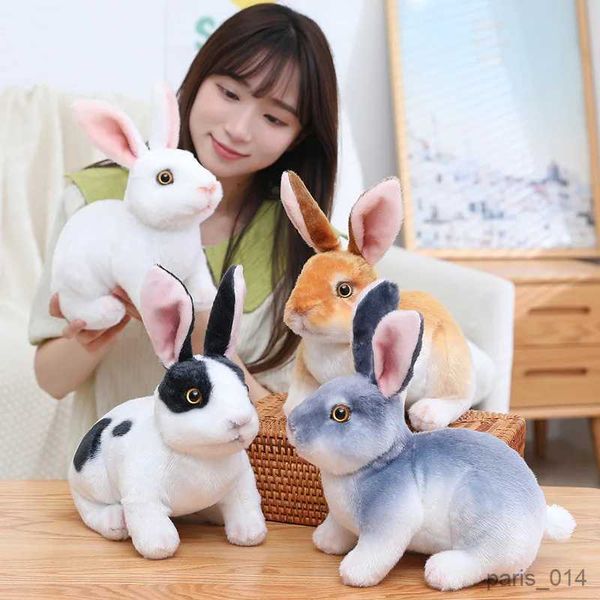 Animales de peluche de peluche realistas lindos conejos de peluche blancos animales realistas accesorios de fotografía modelo de juguete de simulación regalo de cumpleaños R231026