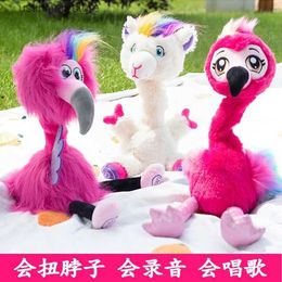 Gevulde pluche dieren die pluche elektrische flamingo struisvogel alpaca poppen Childrens Toys Birthday Holiday Gifts L47 opnemen L47