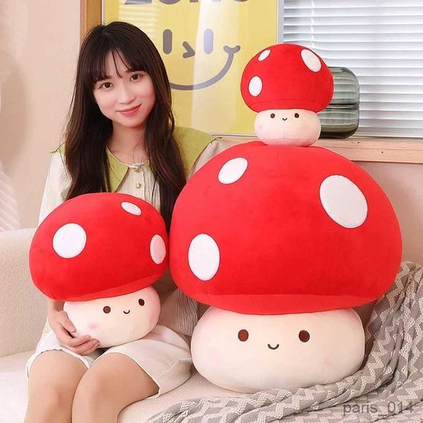 Coussin de canapé en peluche rouge, animaux en peluche, décor plante légumes, jouet créatif Shiitake séché pour enfants