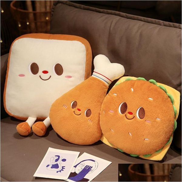 Animaux en peluche en peluche Simation créative hamburger poulet jambe toast chignon