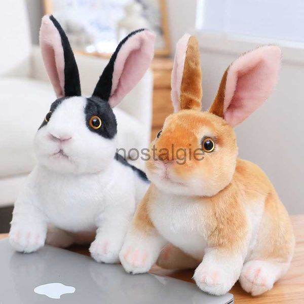 Peluches animaux en peluche, Simulation de fourrure de lapin mignon, réaliste, Animal Kawaii, lapin de pâques, modèle de jouet, cadeau, décoration de la maison, 230217 240307