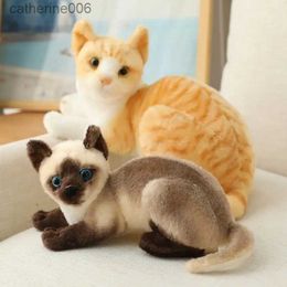 Animaux en peluche en peluche Siame chats en peluche 20/25 cm Simulation American Shorthair chat mignon jouets pour animaux de compagnie réaliste décor à la maison cadeau d'anniversaire L231228