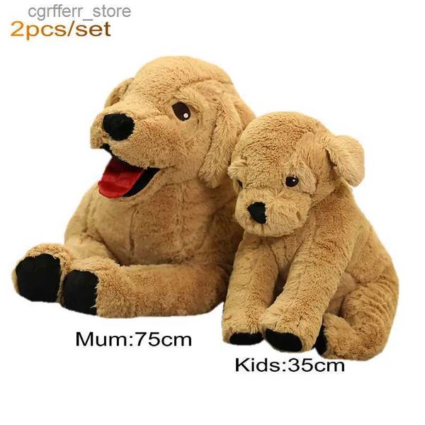 Animaux en peluche en peluche Super simulation maman enfants Labrador chien en peluche jouet remplissage de la vie golden retriever animal poupée petit ours chien jouet 240327