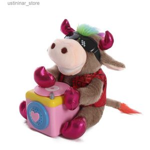 Gevulde pluche dieren De nieuwste DJ Disc Electric Cow Plush ToysMovable Singing Dancing DollSgiftSnovel Plush Toys L47