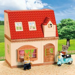 Gevulde Pluche Dieren Speelgoed Calico Critters Bos Familie Miniaturen Wandelwagen voor Poppen Dessert Auto Motorfiets Poppenhuis Accessoires Poppenhuis Meisje 230605