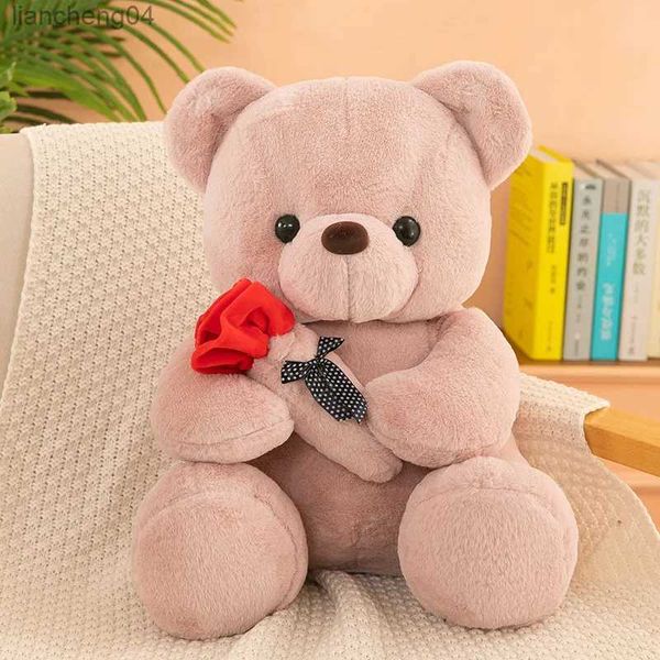 Animaux en peluche pour la saint-valentin, roses, ours en peluche, jouets pour filles, poupées ours en peluche