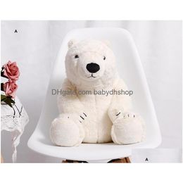 Animales de peluche, oso Polar blanco, osos lindos, tamaño de 30 a 35CM, almohada para sentarse para niños, juguetes de peluche, regalos