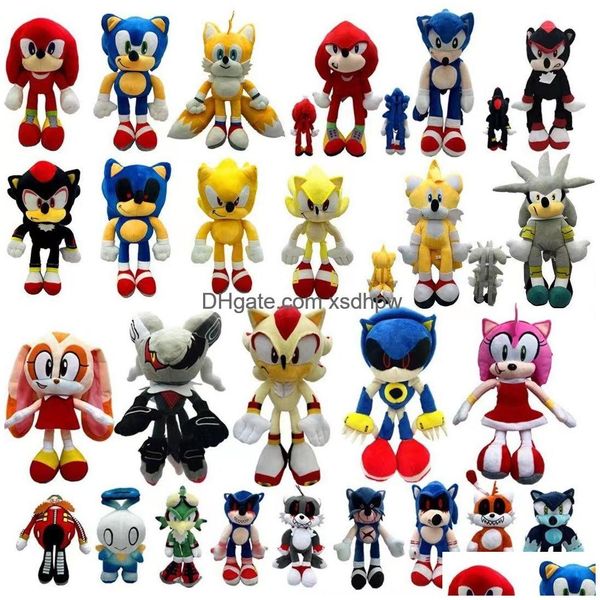 Animales de peluche rellenos Venta al por mayor 25-45 cm Sonic Hedgehog P Juguete Juego para niños Compañero Mochila linda Regalo de vacaciones Juguetes de entrega Dh9J8