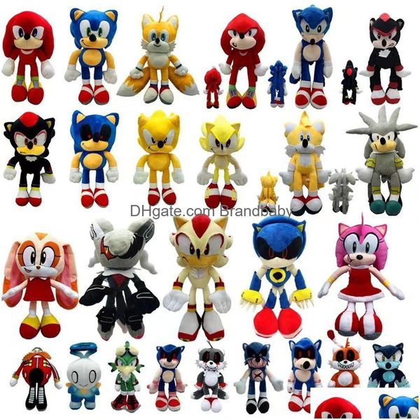 Animales de peluche rellenos Venta al por mayor 25-45 cm Sonic Hedgehog P Juguete Juego para niños Compañero Mochila linda Regalo de vacaciones Juguetes de entrega Dhcr6