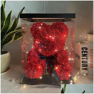 Animales de peluche rellenos Venta al por mayor Flor de espuma linda Oso rosa Juguetes Regalo del día de San Valentín Juego Premio Decoración de la habitación Regalos de entrega de entrega Dhda4