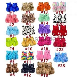 Gevulde pluche dieren teddybeer huispantoffels voor dames bruin thuis binnen zacht antislip namaakbont schattig pluizig roze winter warme schoen 240307