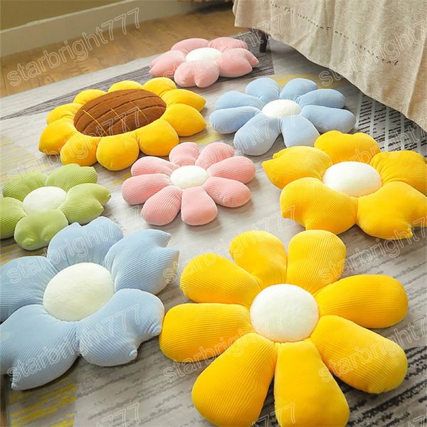 Coussin de chaise en tournesol en peluche, oreiller de tête de voiture doux, coussin de siège en forme de fleur, décoration de canapé pour chambre de fille, cadeau d'anniversaire pour fille