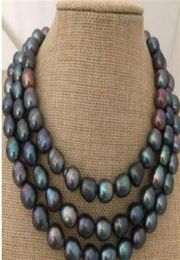 superbe collier de perles noires de Tahiti de 1213 mm 38 pouces en argent 92528018598213