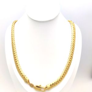 Superbe chaîne remplie d'or fin 24K authentique 10MM écailles de serpent collier à maillons cubains solides en peau de serpent pour hommes 24 