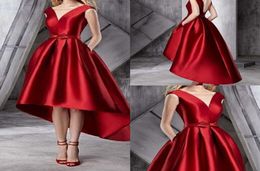 Superbe robe de bal rouge foncé dos nu Hi Lo robe de bal en satin avec poches robe de soirée bleu royal noir 3464295