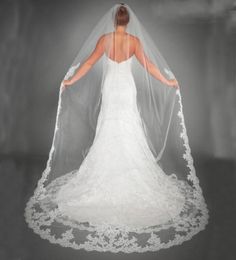 Superbe belle tulle blanc voiles de mariée accessoires de mariée applications en dentelle longues en tulle de mariée longue pour le mariage par4204114