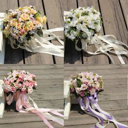 Superbes Bouquets de mariée rouge, rose, vert, violet clair, Bouquets de fleurs de mariage fantaisie de haute qualité, nouvel arrivage