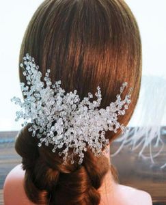 Impresionante peineta de cristal transparente para novia, accesorio para el cabello para fiesta de boda de alta calidad, tocado Formal para evento 9912199