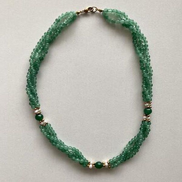 Superbe green pomme impérial jade perle collier si classe