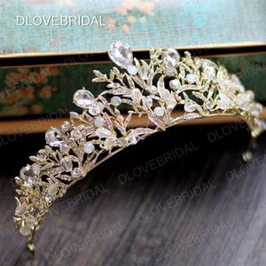 Superbe or argent couronne de mariée de haute qualité coloré cristal clair mariage bal fête diadème cheveux accessoires Real2026