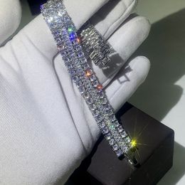 Prachtige luxe sieraden 925 sterling zilveren handgemaakte populaire full white topaz cz diamant charme party vrouwen bruiloft bruids armband geschenk