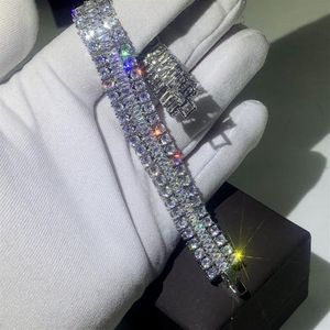 Prachtige luxe sieraden 925 sterling zilver handgemaakte populaire volledige witte topaas CZ Diamond Charm Party vrouwen bruiloft bruidsarmband271m