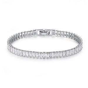 Prachtige nieuwe collectie Unieke luxe sieraden 18K White Gold Fill Full Princess Cut White Topaz CZ Diamond Gemstones Women Bracelet Gift