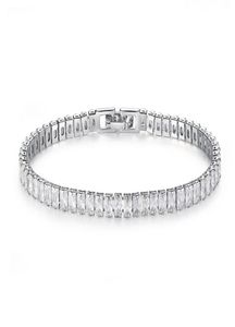 Prachtige nieuwe aankomst unieke luxe sieraden 18K wit goud vul volledige prinses gesneden witte topaz cz diamant edelstenen dames armband g6167561