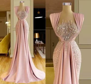 Prachtige Roze Galajurken Lovertjes Mouwloze Avondjurk Custom Made uffles Vloerlengte Vrouwen Formele Party Gown BC14402