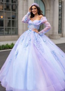 Superbes robes de princesse Quinceanera avec manches détachables robes de bal avec des Appliques en dentelle perlée robe de mascarade douce 15